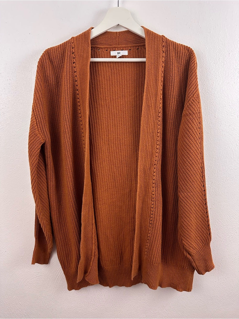 BP Nordstrom Burnt Orange Ribbed Cardigan Women's Size S